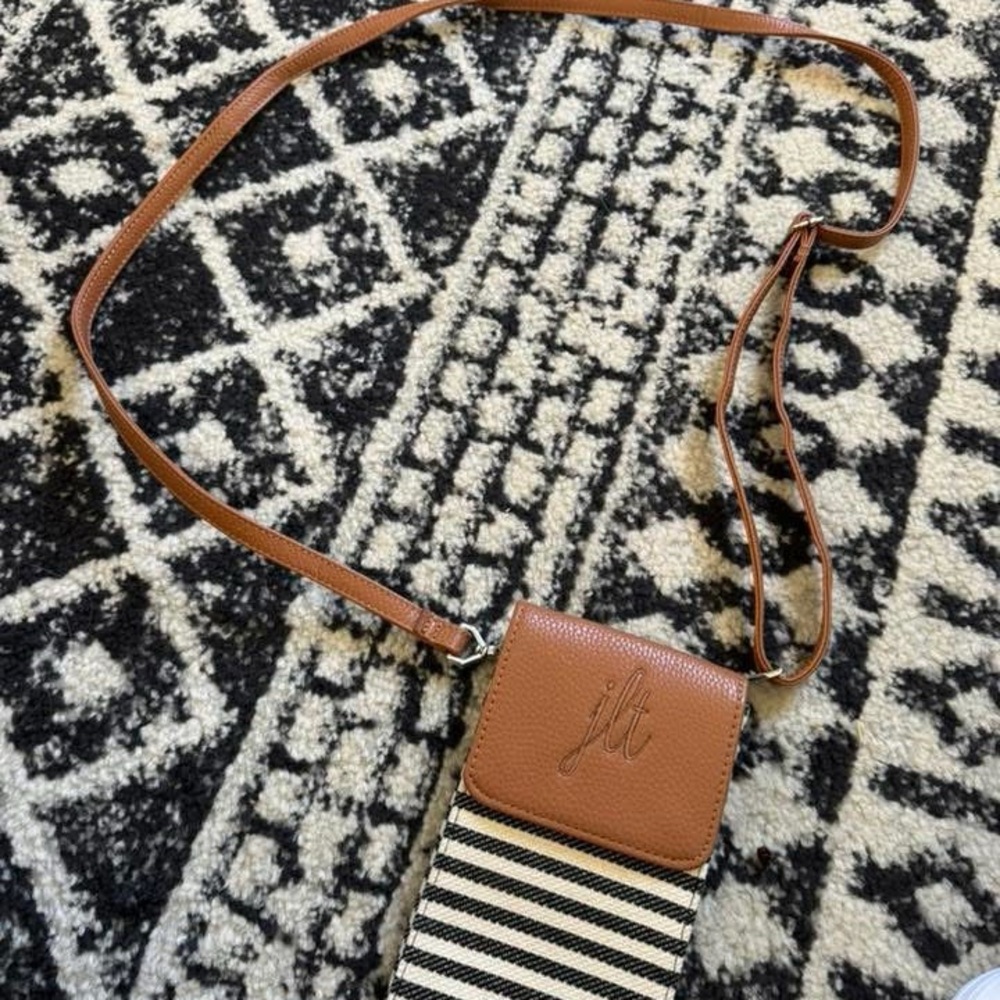 Thirty-One Brown and Black Striped Crossbody Bag